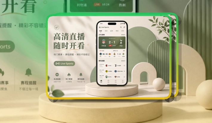沉浸式App入口 · 移动端追赛入口 · 重要比赛不容易错过界面展示